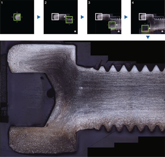 通過手指及鼠標(biāo)等直觀操作，輕松完成拼接效果的“全景攝影”功能（螺栓斷面）